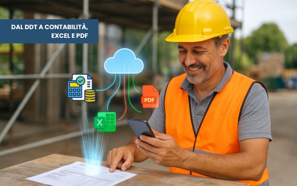 👷 Fotografa i DDT e aggiorna la contabilità | Giornale dei lavori con IA