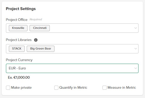 Project-Level Currency - STACK Construction Technologies