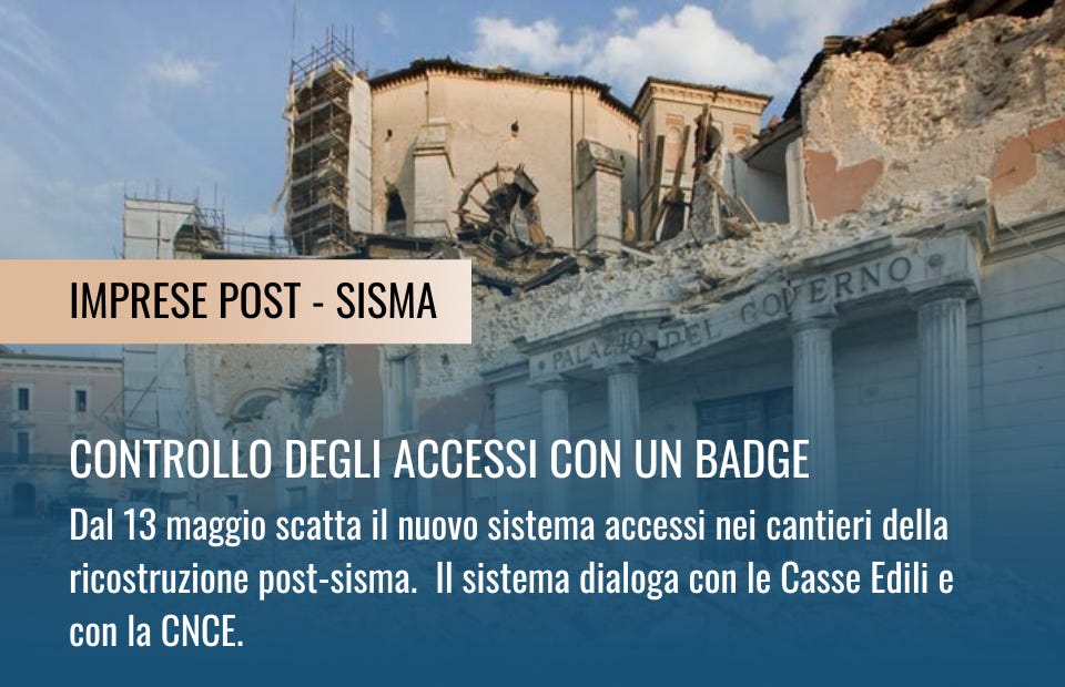 👷 Badge per imprese post sisma | Scadenzario documenti operai