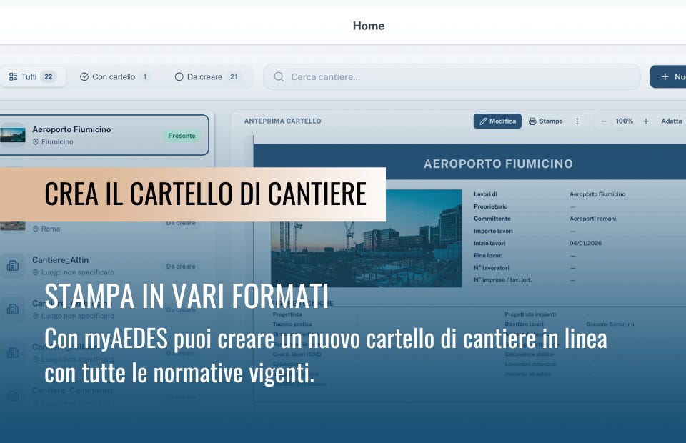 👷 Crea il Cartello di Cantiere con myAEDES | Importa i tuoi computi in myAEDES