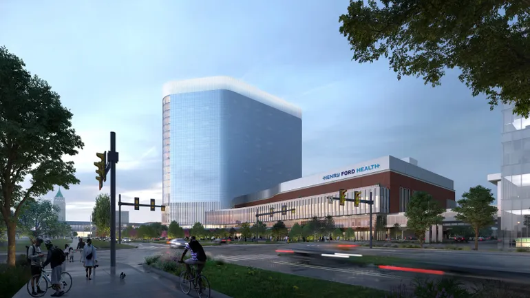 Key part of .2B Detroit hospital expansion tops out